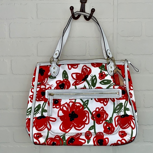 Coach Handbags - Coach poppy Hellie canvas leather tote purse